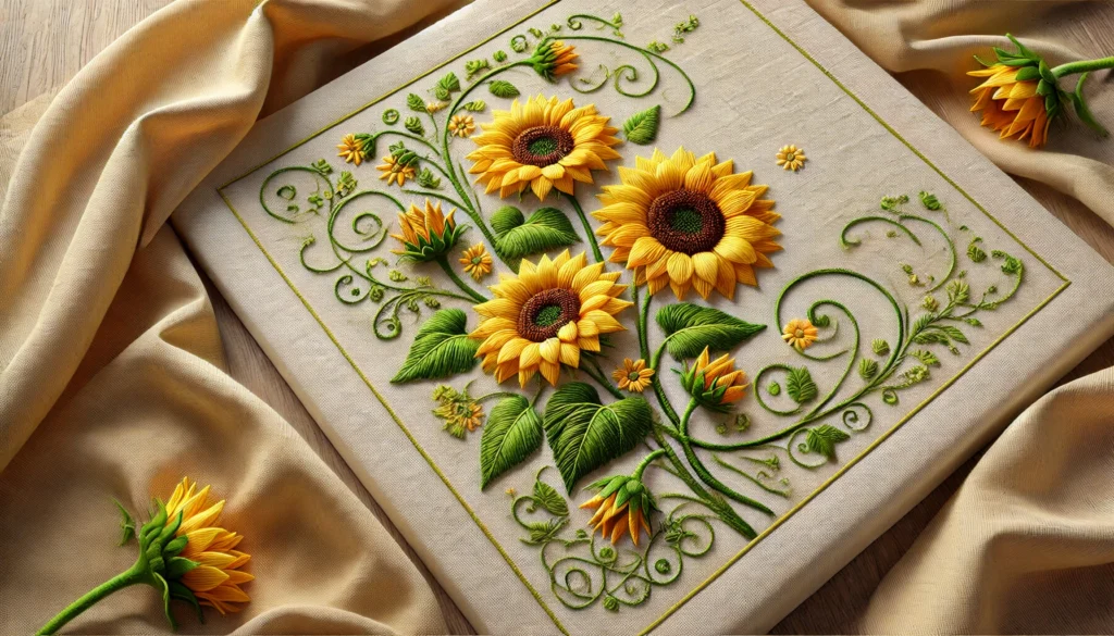 A Complete Guide to Creating a Sunflower Spray Corner Embroidery Design